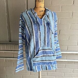 Women's Blue Striped V-Neck Sweater